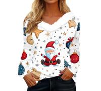 Weihnachtspullover Damen Vintage Slim Weihnachtspullover Familie Set Farbverlauf Plüsch Pullover Damen Weihnachtskleidung Geschenke Für Männer Weihnachten Fitness Lustige Weihnachts Tshirt Weiß M