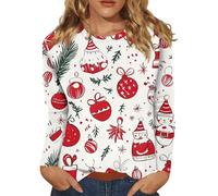 Weihnachtspullover Damen Weihnachtsbluse Damen Strick Glitzer Sweatshirt Ugly Sweater Lustig Oberteil Jumper Sexy Bluse Weihnachtsoutfit Elegant Pulli Kleidung 2#weiß L