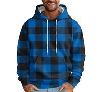 Weihnachtspullover Familie Set Sweatshirts Herren Baumwolle Herren Sweatshirt Hooded Sweat Sweatshirt Mit Kapuze Kariertes Druck Kapuzenpullover Sweatshirt Mit Kapuze Locker Hooded Sweatshirt Blau 4Xl