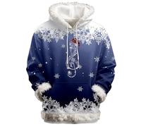 Weihnachtspullover für Damen, langärmelig, bedruckt, schlicht, Outdoor-Pullover mit Tasche, klassische Y2K-Weihnachtskleidung, blau, 6XL