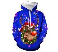 Weihnachtspullover Herren Fleece Hoodie Lustig 3D Weihnachtsmann Weihnachts Pullover Rentier Weihnachtspullover Christmas Sweater Männer Weihnachtspulli Familie Merry Christmas Jumper
