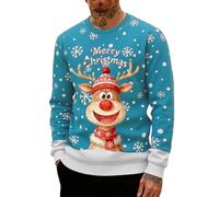 Weihnachtspullover Herren,Weihnachtspullover,Ugly Christmas Sweater,weihnachtspulli Herren,weihnachtspulli,lustig,hässliche,Hoodie,lustige,Rentier,hässlicher,Baumwolle,hässlich,Himmelblau,6XL