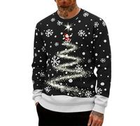 Weihnachtspullover Herren,Weihnachtspullover,Ugly Christmas Sweater,weihnachtspulli Herren,weihnachtspulli,lustig,hässliche,Hoodie,lustige,Rentier,hässlicher,Baumwolle,hässlich,Schwarz,6XL