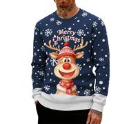 Weihnachtspullover Herren,Weihnachtspullover,Ugly Christmas Sweater,weihnachtspulli Herren,weihnachtspulli,lustig,hässliche,Hoodie,lustige,Rentier,hässlicher,Baumwolle,hässlich,Marineblau,6XL