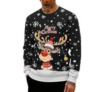 Weihnachtspullover Herren,Weihnachtspullover,Ugly Christmas Sweater,weihnachtspulli Herren,weihnachtspulli,lustig,hässliche,Hoodie,lustige,Rentier,hässlicher,Baumwolle,hässlich,Schwarz,6XL