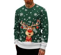 Weihnachtspullover Herren,Weihnachtspullover,Ugly Christmas Sweater,weihnachtspulli Herren,weihnachtspulli,lustig,hässliche,Hoodie,lustige,Rentier,hässlicher,Baumwolle,hässlich,Grün,6XL