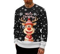 Weihnachtspullover Herren,Weihnachtspullover,Ugly Christmas Sweater,weihnachtspulli Herren,weihnachtspulli,lustig,hässliche,Hoodie,lustige,Rentier,hässlicher,Baumwolle,hässlich,Schwarz,6XL