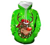 Weihnachtspullover Hoodie Herren Pullover Lustige 3D Weihnachten Pullover Merry Christmas Weihnachtsmann Langarm Sweatshirt für Männlich Winter Hoodie Oversize Sweatshirt S~6XL