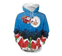 Weihnachtspullover Hoodie Herren Pullover Lustige 3D Weihnachten Pullover Merry Christmas Weihnachtsmann Langarm Sweatshirt für Männlich Winter Hoodie Oversize Sweatshirt S~6XL