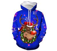Weihnachtspullover Hoodie Herren Pullover Lustige 3D Weihnachten Pullover Merry Christmas Weihnachtsmann Langarm Sweatshirt für Männlich Winter Hoodie Oversize Sweatshirt S~6XL