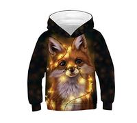 Weihnachtspullover Jungen Kapuzenpullover 3D Lustig Gedruckt Ugly Christmas Sweater Unisex Kinder Hoodies Langarm Pullover für Jungen Mädchen mit Tasche Sweatshirt Hunde L