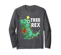 Weihnachtspullover Kinder Junge Mädchen Dino Dinosaurier Langarmshirt, Unisex für Erwachsene, Anthrazit Meliert, S