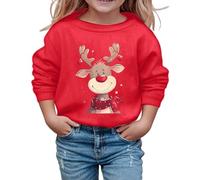 Weihnachtspullover Mädchen 122 - Bedrucktes Langarm Sweatshirt mit Rundhalsausschnitt für Mädchen gemütliches Fleece Pullover Oberteil für die Ferienzeit