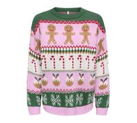 Weihnachtspullover ONLY "ONLXMAS HO LS O-NECK KNT", Damen, Gr. XS, phalaenopsis detail:mix, cd, scooter, foxrot, schwarz g, glitter, Strick, Obermaterial: 100% Polyacryl, gemustert, regular fit normal