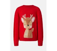 Weihnachtspullover S.OLIVER JUNIOR, Jungen, Gr. 104/110, rot, Strick, Obermaterial: 56% Polyamid, 41% Polyacryl, 3% Elasthan, normal, Rundhals, Pullover Weihnachtspullover, mit Rentierintarsie und Pai