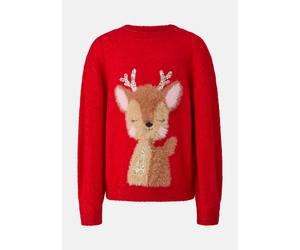 Weihnachtspullover S.OLIVER JUNIOR, Jungen, Gr. 104/110, rot, Strick, Obermaterial: 56% Polyamid, 41% Polyacryl, 3% Elasthan, normal, Rundhals, Pullover Weihnachtspullover, mit Rentierintarsie und Pai