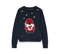 Weihnachtspullover VERO MODA "VMCUTE LS O-NECK PULLOVER XMAS BOX", Damen, Gr. XS, navy blazer detail:with chinese rot, birch, schwarz ( santa ), Strick, Obermaterial: 100% Polyacryl, gemustert, Rundha