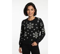Weihnachtspullover VERO MODA "VMNEWSNOWYFROST LS O-NECK PULLOVER XMAS", Damen, Gr. M, schwarz-weiß (schwarz detail:with silber lurex), Strick, Obermaterial: 86% Polyester, 14% metallisierte Fasern, ge