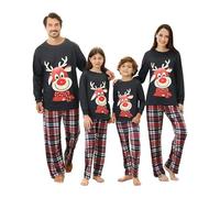 Weihnachtspyjama Familie Set,Weihnachts Schlafanzug Familie Elch, Rot Rentier Weihnachts Pyjama Family Set Lang Schwarz Rot Karierten Pyjamahosen,Kuschel Marvel Christmas Pyjama Family Set Kinder-5T
