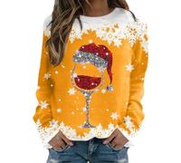 Weihnachtsshirt Damen Langarm, Damen Sweatshirt Ohne Kapuze, Weihnachtspullis Hässliche Lustig Christmas Pulli Long Sleeve Rundhalsausschnitt Xmas Sweat Winter Warmes Oberteile Shirt Weihnachtsoutfit