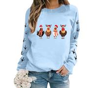 Weihnachtsshirt Damen Langarm, Sweatshirt Damen Oversized, Weihnachten Pullover Hässlich Lustige Christmas Jumper Langarm O-Ausschnitt Xmas Langarmshirt Warme Winter Oberteile Shirt Teenager Mädchen