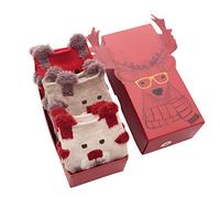 Weihnachtssocken 3 Paar Baby Kinder Baumwolle Socken, Treer Winter Warm Nette Kindersocken 1-12 Jahre Söckchen Weiche Baumwollsocken für Jungen Mädchen (Elch,L)