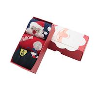 Weihnachtssocken 3 Paar Baby Kinder Baumwolle Socken, Treer Winter Warm Nette Kindersocken 1-12 Jahre Söckchen Weiche Baumwollsocken für Jungen Mädchen (Weihnachtsmann,S)