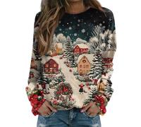 Weihnachtssweater Damen Elch Oversized Weite Mit Glitzer Strick Aus Baumwolle Warm Langarm Festlich Christmas T Shirt Lustiger Weihnachtspullover Weihnachtsoutfit Damen Glitzer Dunkelgrau XL