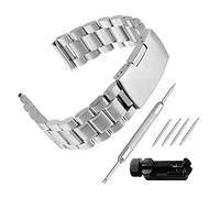 Weimob Unisex Edelstahl Uhrenarmband 22mm Silber mit Faltschließe Länge Verstellbar Verk?zungswerkzeug Link Entferner 4 STK Federstege und Federstift wa006s22-weimob EINWEG