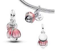 WEIMU Charms Silber Charms Anhänger S925 für Armbänder, Stopper charm anhänger,beads charms,kompatibel mit europäischen Armbändern und Halskette für Frauen (rosa Blume)