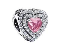 WEIMU Charms Silber Charms Anhänger S925 für Armbänder, Stopper charm anhänger,beads charms,kompatibel mit europäischen Armbändern und Halskette für Frauen (rote Herz)
