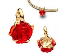 WEIMU Charms Silber Charms Anhänger S925 für Armbänder, Stopper charm anhänger,beads charms,kompatibel mit europäischen Armbändern und Halskette für Frauen (Rote Blumen)