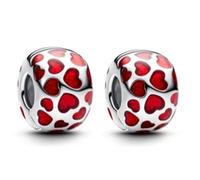 WEIMU Charms Stopper 925 Sterling Silber für Armband Stopper Charms für Bead Charm Armband Anhänger Spacer (Silber Herz)