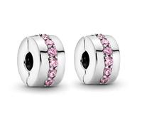 WEIMU Charms Stopper 925 Sterling Silber für Armband Stopper Charms für Bead Charm Armband Anhänger Spacer (Pink 4)