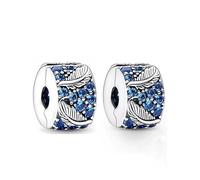 WEIMU Charms Stopper 925 Sterling Silber für Armband Stopper Charms für Bead Charm Armband Anhänger Spacer (Blue 2)