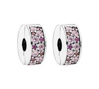 WEIMU Charms Stopper 925 Sterling Silber für Armband Stopper Charms für Bead Charm Armband Anhänger Spacer (Pink 3)