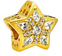 WEIMU Golden Charms 925 Sterling Silber Charm für Armband & Halskette, Schmuck Geschenke für Damen (Der goldene Stern)