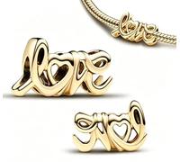 WEIMU Golden Charms 925 Sterling Silber Charm für Armband & Halskette, Schmuck Geschenke für Damen (golden Love)