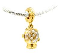 WEIMU Golden Charms 925 Sterling Silber Charm für Armband & Halskette, Schmuck Geschenke für Damen (Goldene Schneekugel)