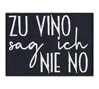 Weinliebhaber Patch Frauen Aufnäher lustig: Zu Vino sag ich nie no! Aufbügler Damen Sticker Geschenk für Weintrinker DIY Applikation für Kochjacke/Weste/Schürze/Tasche 90x65mm