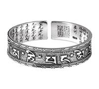 WEISHA Retro Armreif 999Er Sterling Silber Armreif Buddhistische Schriften Weiblich Solide Schrift Breite Männlich Schrift Silberarmband2