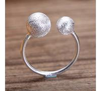 WEISHA Retro-Ring S925 Sterling Silber Ring Handgefertigter Einfacher Kunstgröße Kugelring Gebürsteter Verstellbarer Ring1