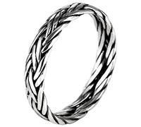 WEISHA Retro-Ring S925 Sterling Silberring Doppelt Geflochtener Ring aus Thailändischem Silberhandwerk1, 57mm