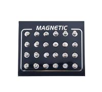 (weiß -4mm) 12 Paare/Set Unisex-Strass-eingelegte magnetische Ohrstecker ohne Piercing-Schmuck
