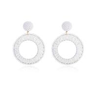Weiß Boho Ohrringe Hängend für Damen Elegante Statement Ohrringe Handgemachte Perlenohrringe Eleganter Schmuck für Party Hochzeit und Geschenke