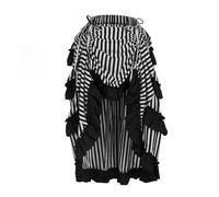 Weiß gestreifte Rüschen, verstellbare Länge, asymmetrischer Damen-Steampunk-Vintage-Rock, viktorianische Gothic-Kleidung, Lange Röcke, Schwarz, M