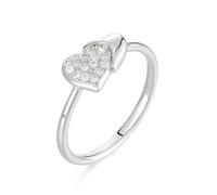 Weiß Gold 9K/14K/18K Echte Trauringe mit Diamant, Doppel Herz Au 375/585/750 Weißgold Verlobungsring