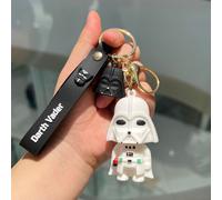 (Weiß) Niedlicher PVC-weicher Cartoon Darth Vader Schlüsselanhänger Entzückender Silikon-Autoanhänger