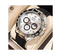 (weiß) OLEVS Uhr für Männer Gold Uhr Silikon Leuchtend Wasserdicht Luxus Multifunktions Analog Chronograph