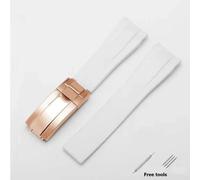 (Weiß-R 20 mm ohne Logo) 20 mm 21 mm Premium-Silikonarmband für Rolex Submariner Daytona Gmt Yacht-Master-Serie